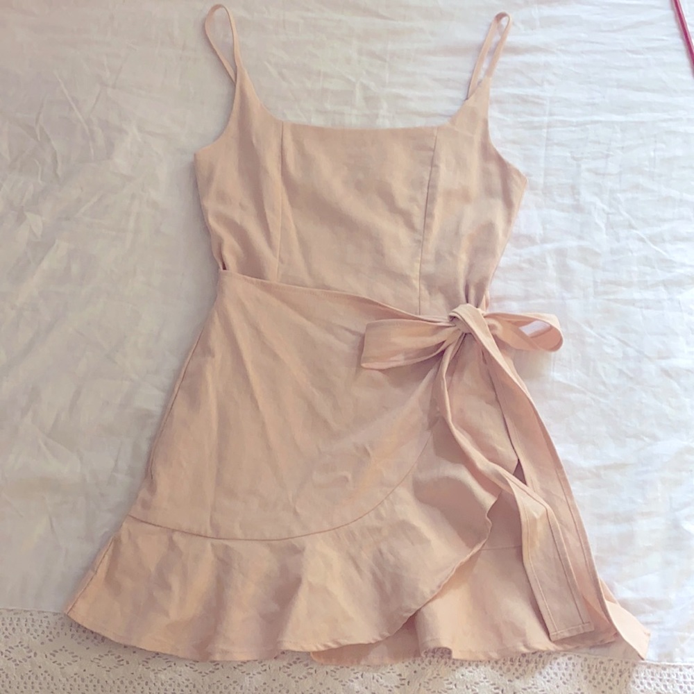 Mini wrap strap ruffle dress